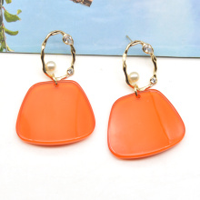 Spring Summer Clear Orange Acrylic Novelty Drop Pendientes